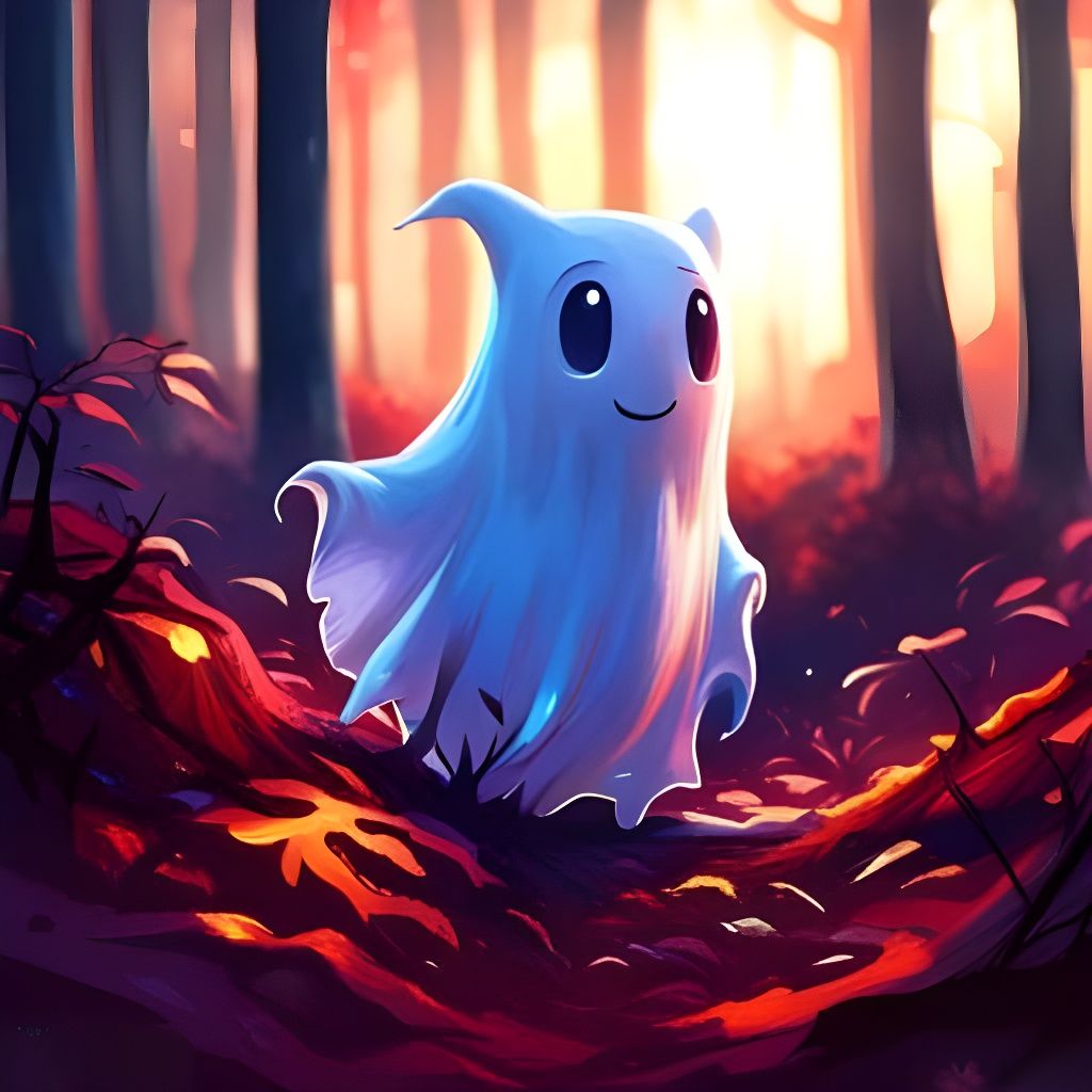 Adorable Ghost in Forest, Fantasycore Artwork
