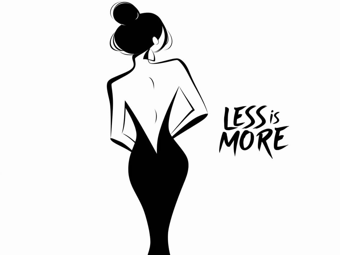 Elegant Woman Silhouette Minimalist Ink Drawing