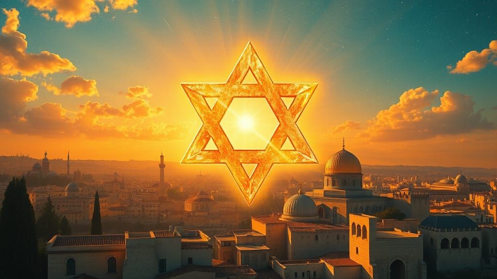 Star of David Over Jerusalem: Dreamlike Art Nouveau