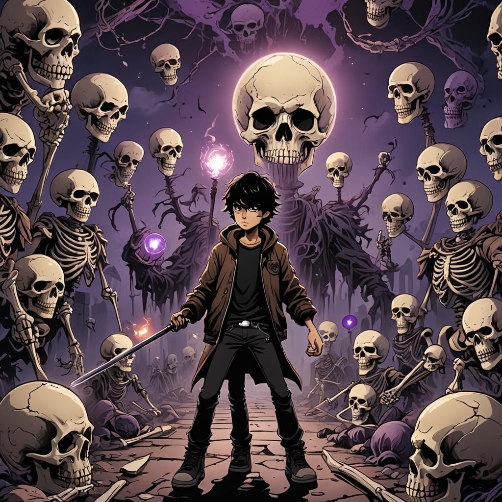 Nico di Angelo Controls Skeletons in Fantasy Art
