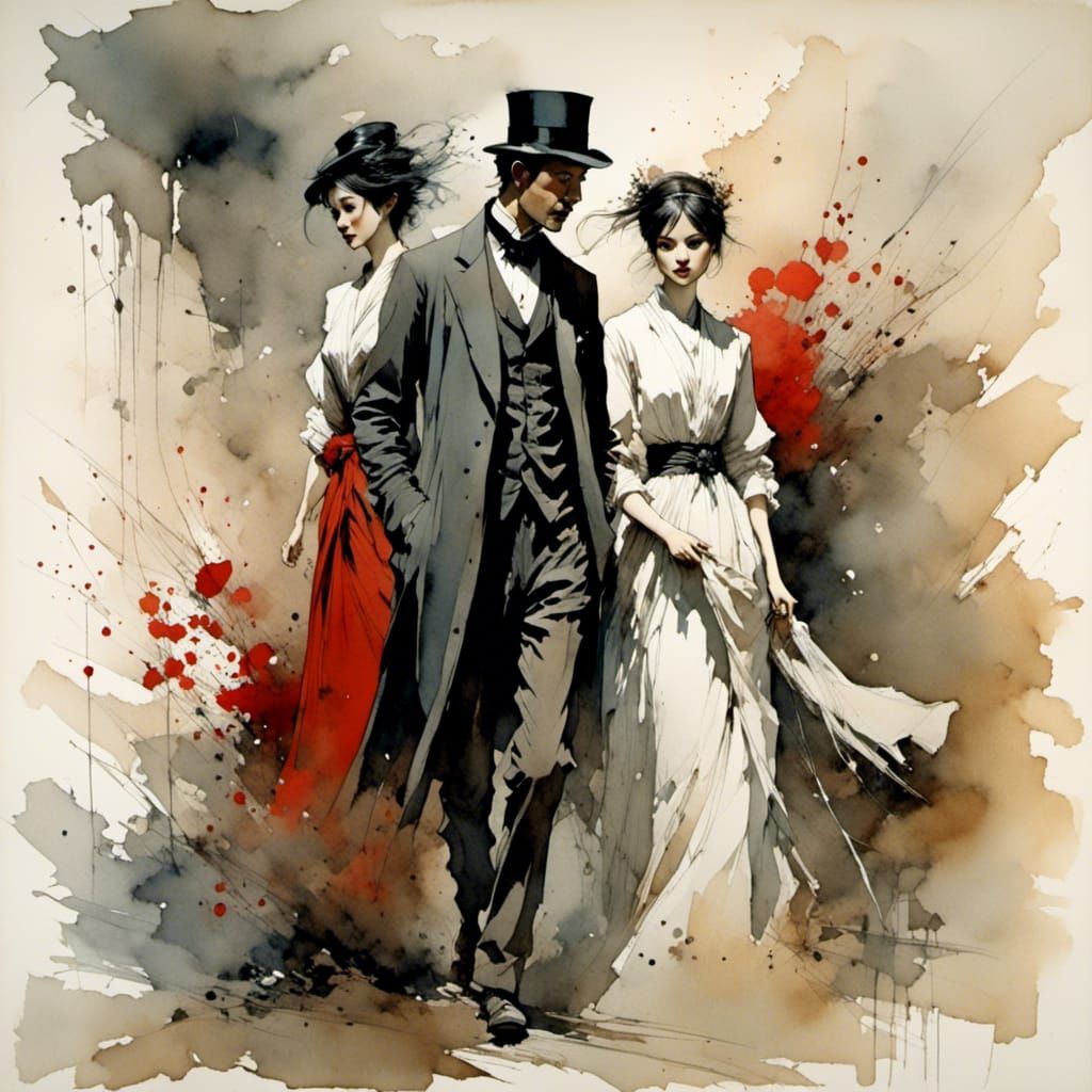 <lora:Elven Ink:1.0> 8k, {redacted} slate-black cardinal-red bone-white...