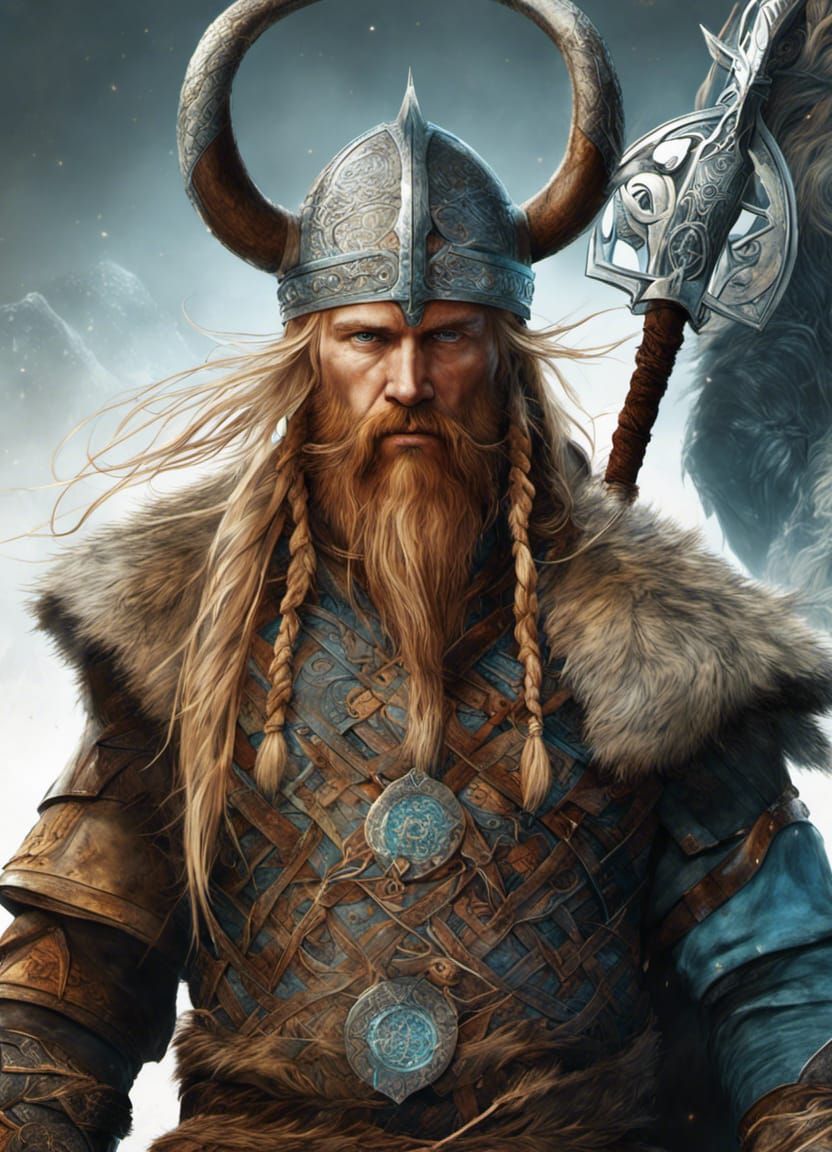 Viking Jarl Warrior in Rune Armor: Digital Art