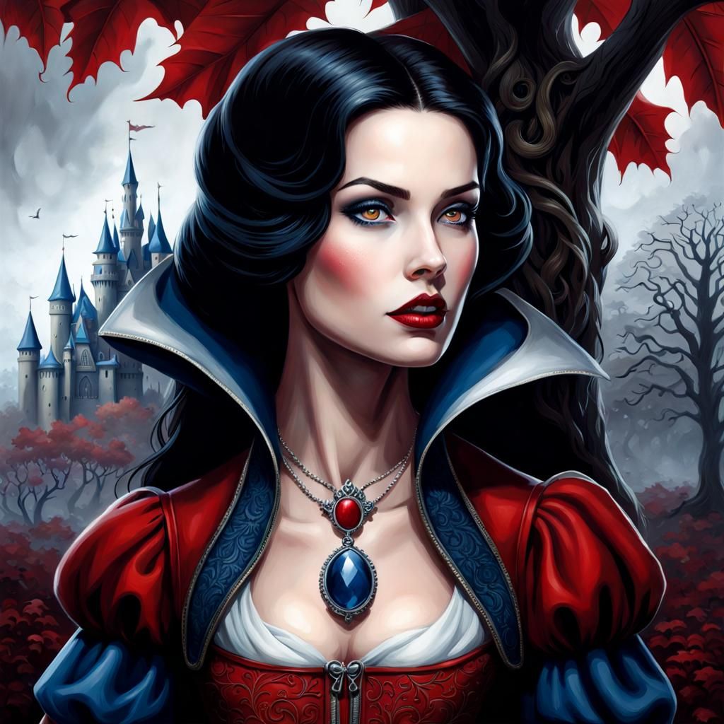 Gothic Portrait of Snow White in Dark Castle