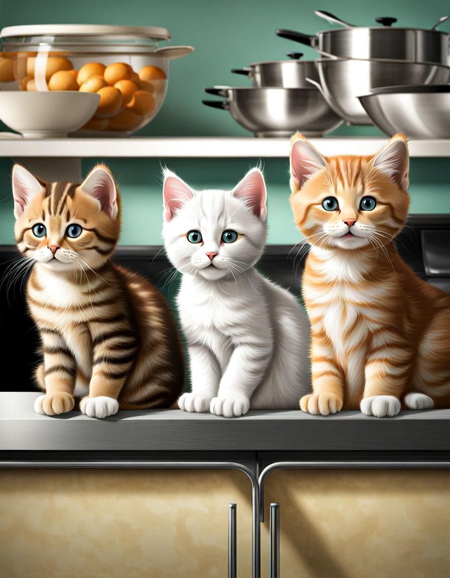 Photorealistic Kittens Queueing for Food
