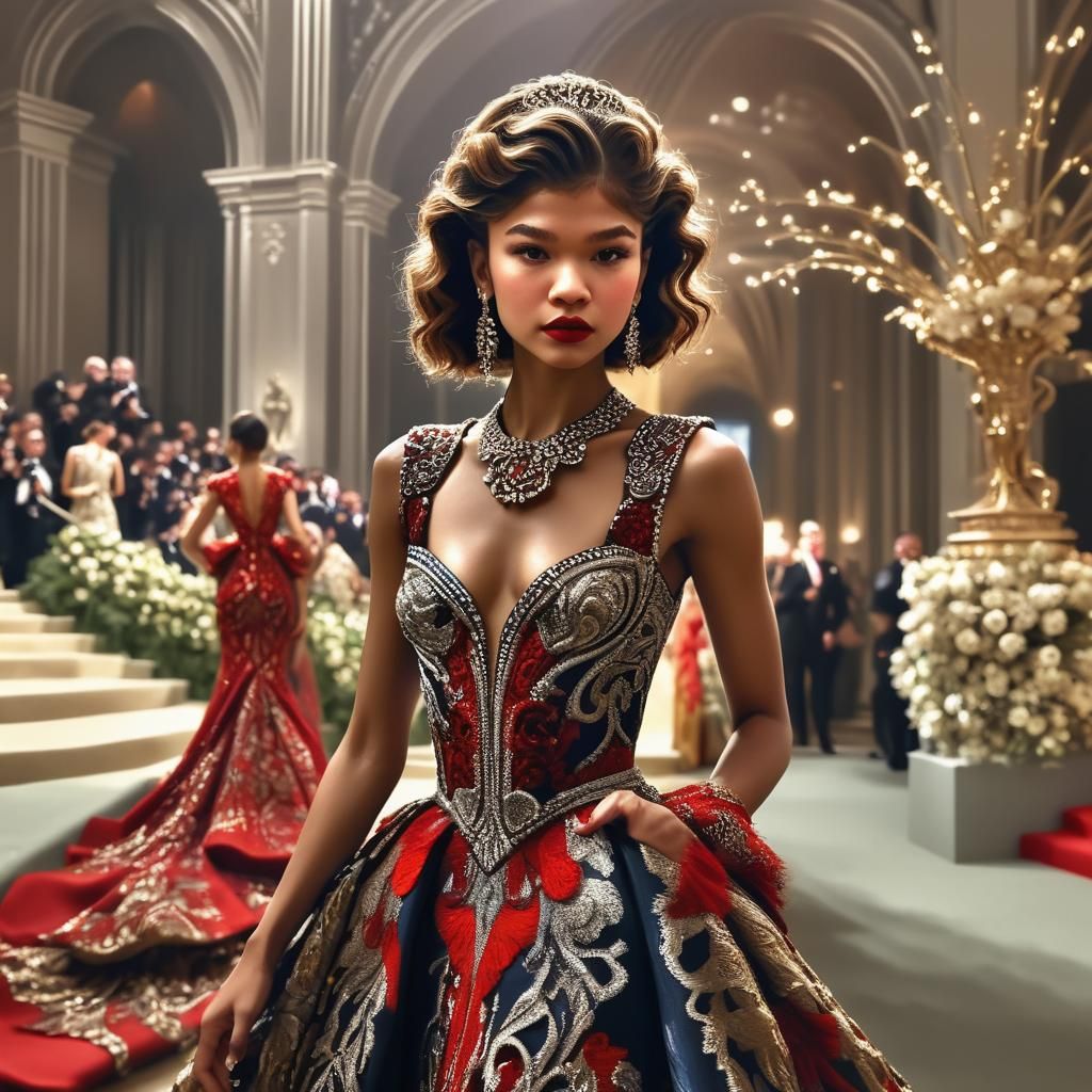 Zendaya at the Met Gala in Art Nouveau Style