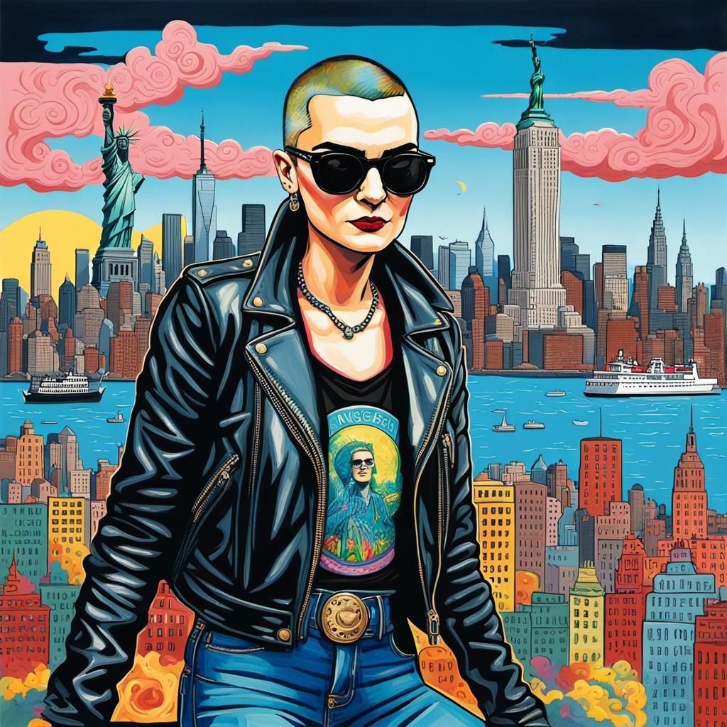 Sinead O'Connor at CBGB's: Flat Illustration in Color Block ...