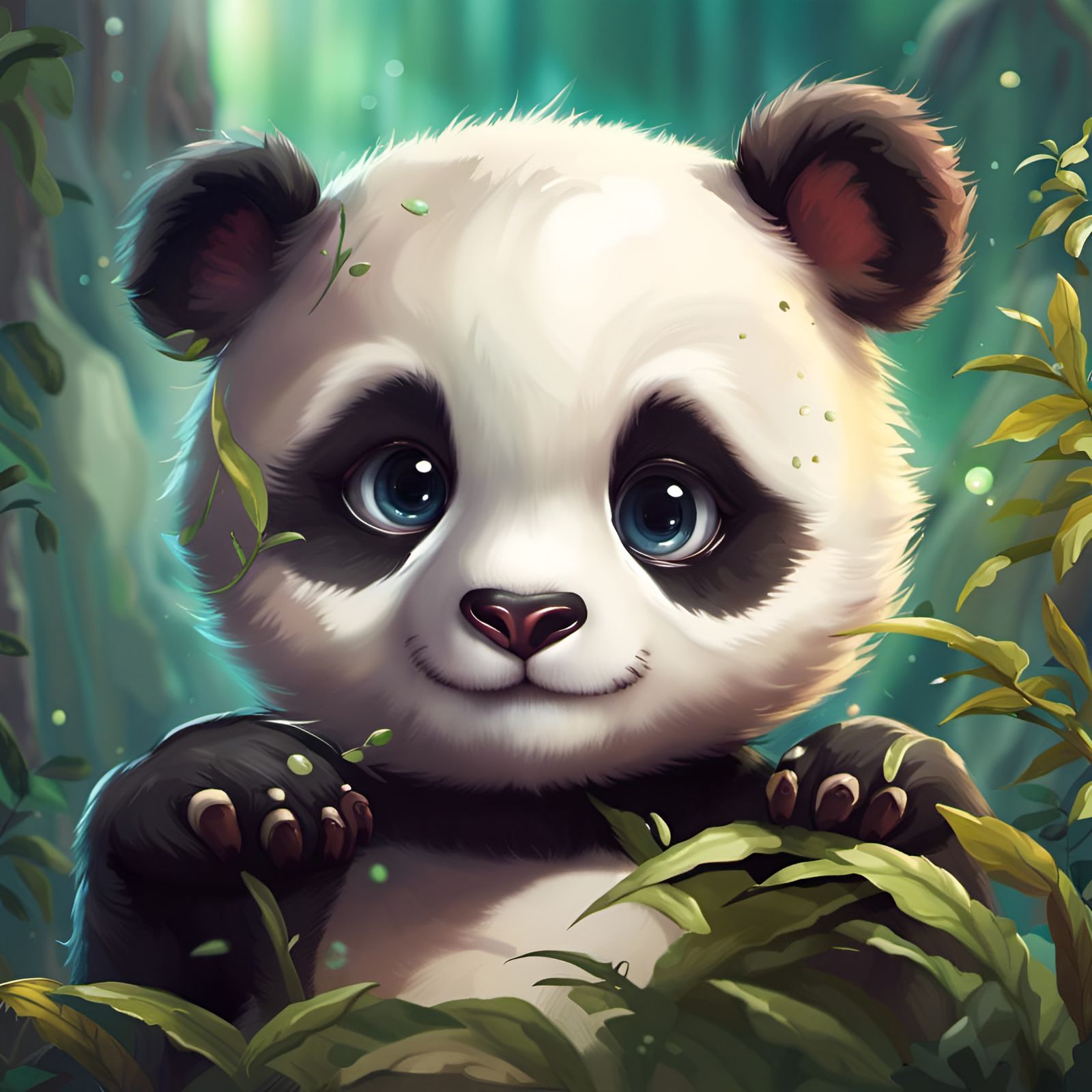 Chibi Panda Peek-a-Boo: Detailed Fantasy Art