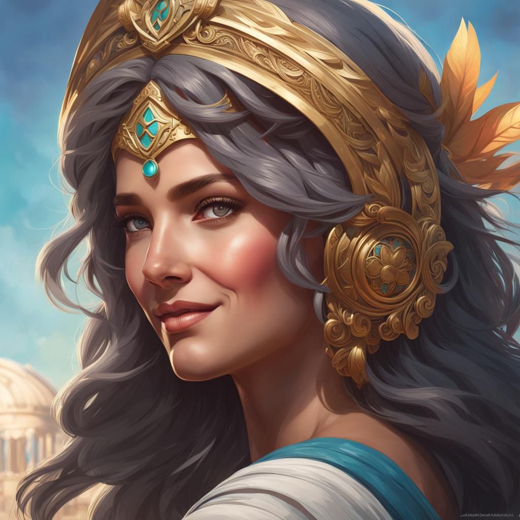 Three Gray Sisters Smiling: Hyperdetailed Portrait