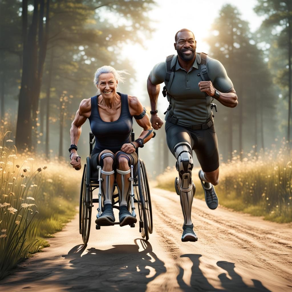 Athletes Running Together in the Countryside