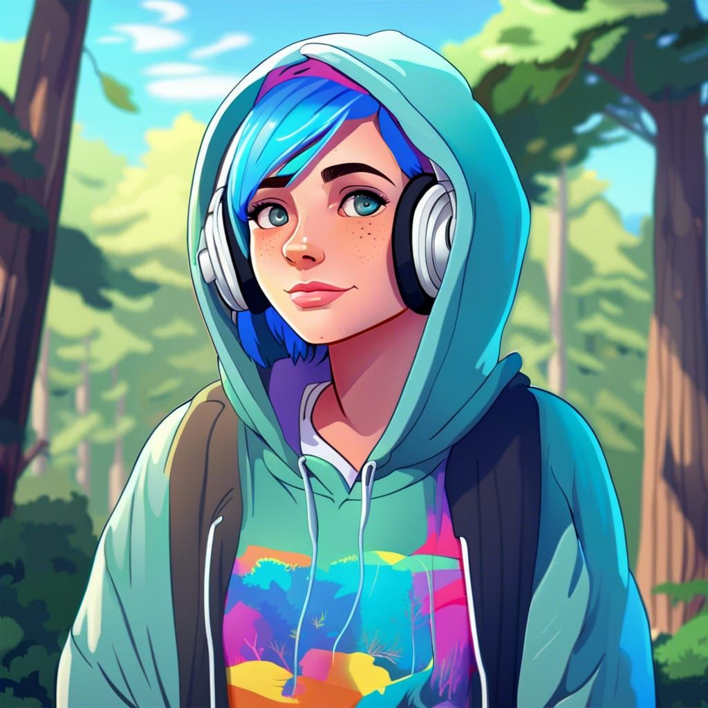 Teen Girl with Headphones: Positive Lo-Fi Vibes