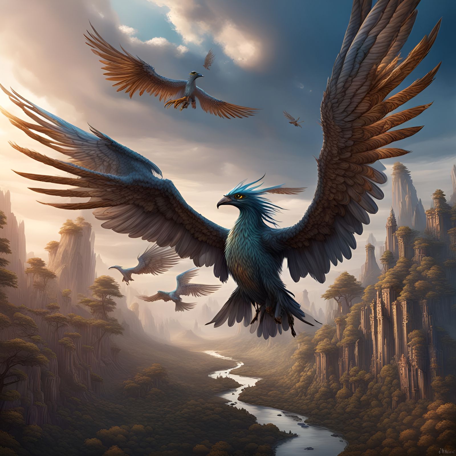 Seraphs in Flight: Detailed Matte Painting