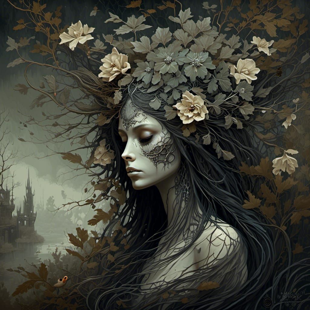 Ethereal Swamp Banshee Portrait in Digital Painting