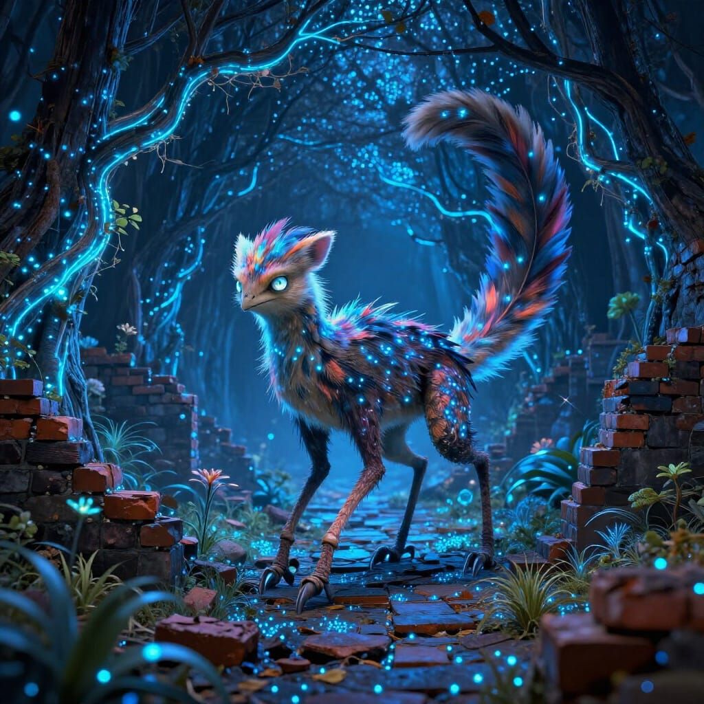 Magical Tunnel Creature with Halo Feathers