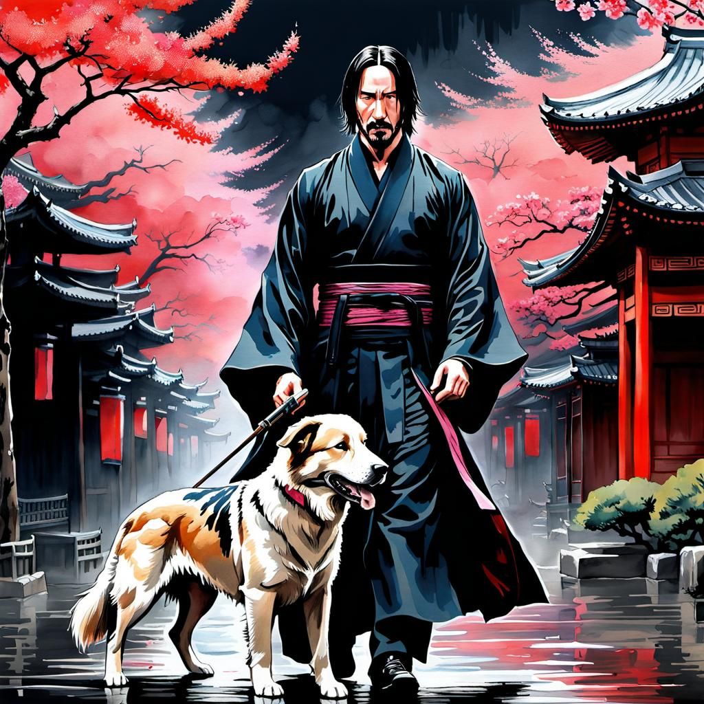John Wick in Tokyo: Ukiyo-e Style Masterpiece