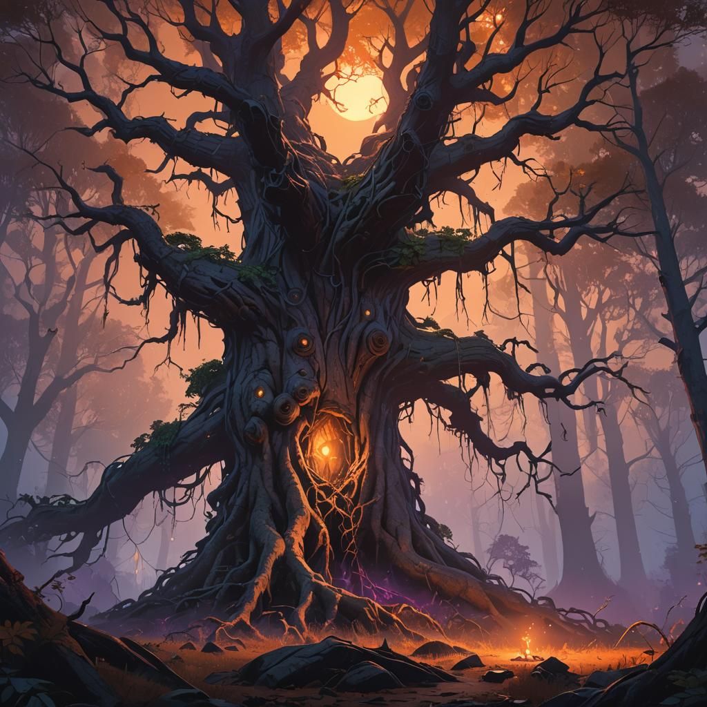 Mystical Forest at Dusk: Epic Fantasy Concept Art
