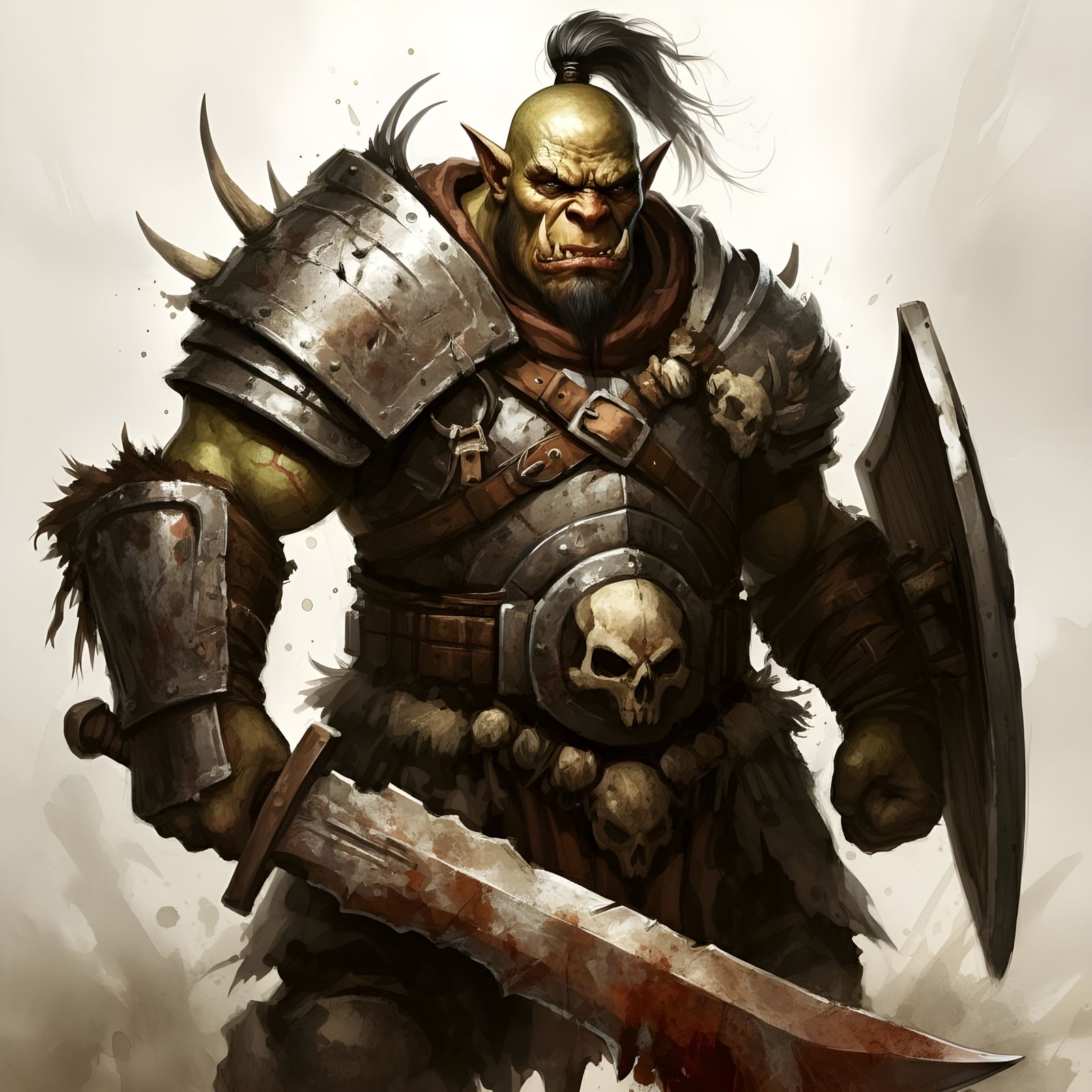 Brawny Orc Warrior in Contrasting Armor
