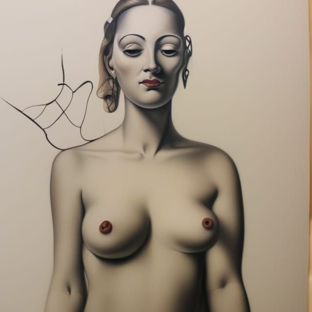 Intriguing Surreal Woman Pencil Drawing in Dali Style