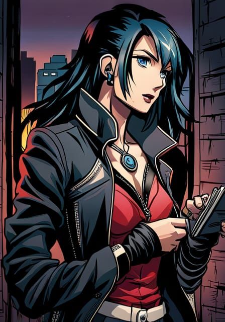 Punk K-Pop Witch in Comic Book Style