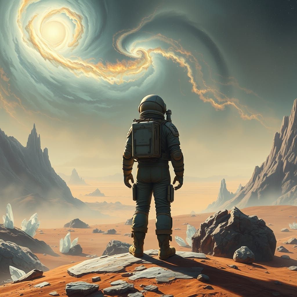 Astronaut on Alien Planet in Sci-Fi Style