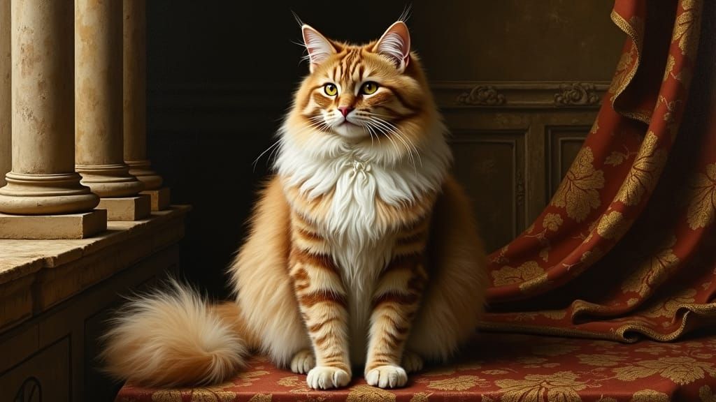 Renaissance Cat in the Style of Old Masters