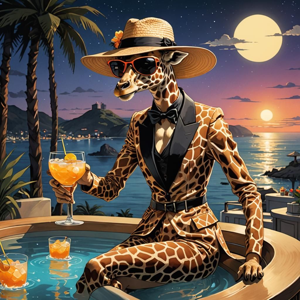 Elegant Giraffe Soaks Up Summer Chic