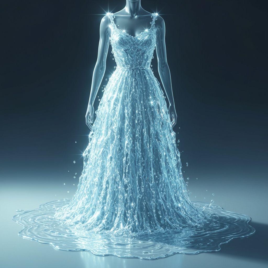 Hyperrealistic Water Dress With Ethereal Lighting