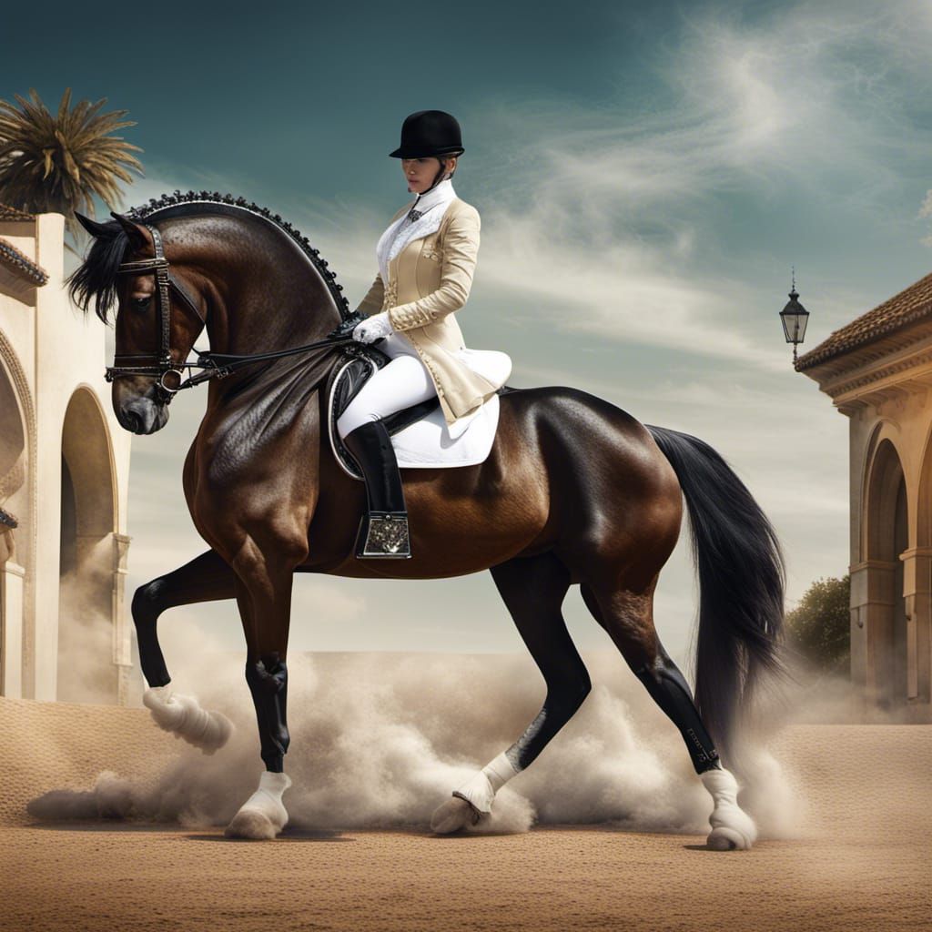 Andalusian Horse Piaffe in Opulent Fantasy Art