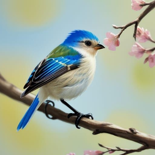 Delicate Watercolor Bird in Whimsical Nursery Setting