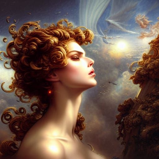 Rococo Woman in Plane Crash Digital Art