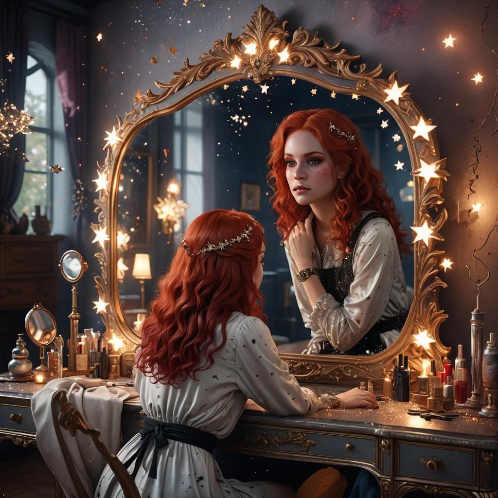 Nautical Bedroom Mirror Reflection, Detailed Matte Painting