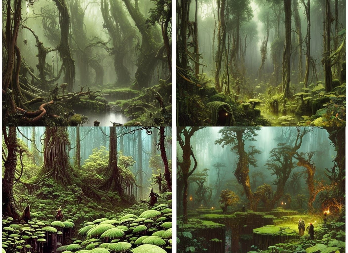 Dark Thicket: Gritty Watercolor Horror Landscape