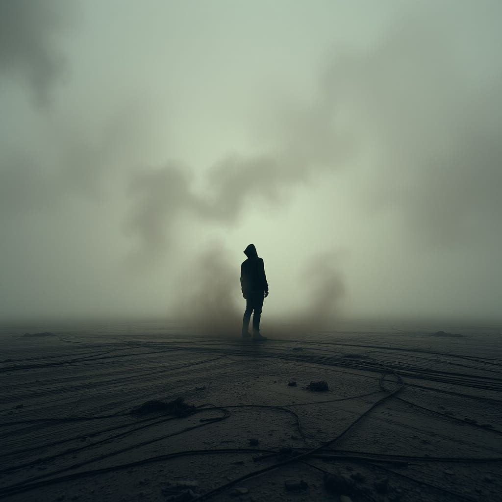 Ethereal Silhouette in Desolate Landscape: Inspired by Beksi...