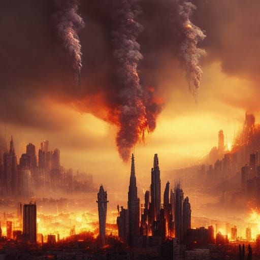 Burning City: Dramatic Digital Matte Painting