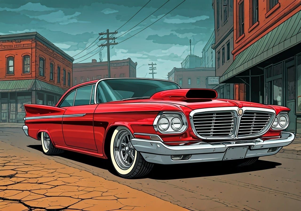 Red 1960 Chrysler 300F in Sin City Style