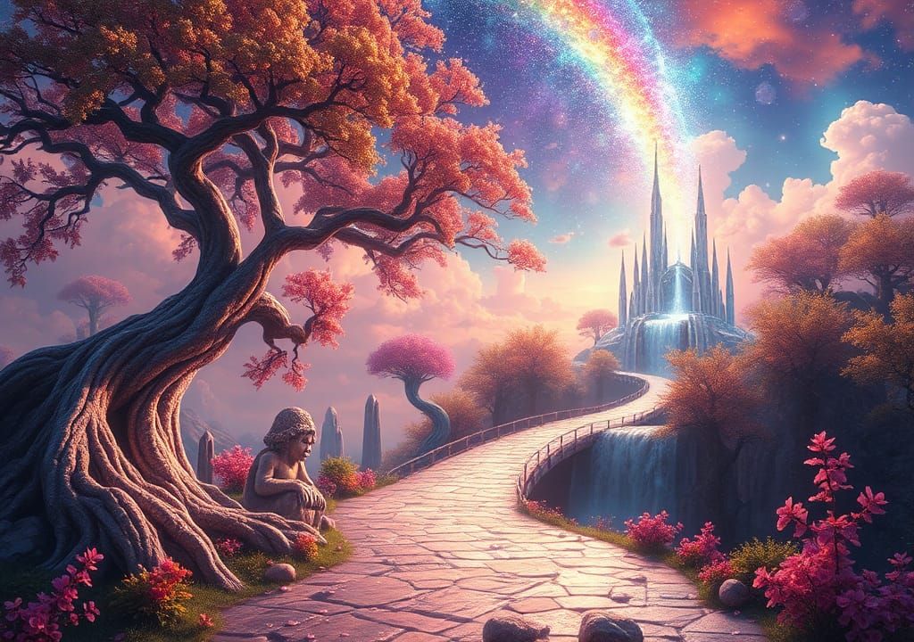 Celestial Pathway to Heaven in a Surreal Style