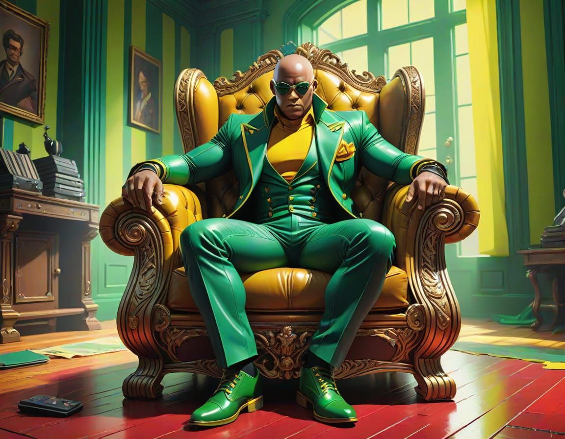 Morpheus in a Bold, Energetic Cel-Shaded Cartoon Pose