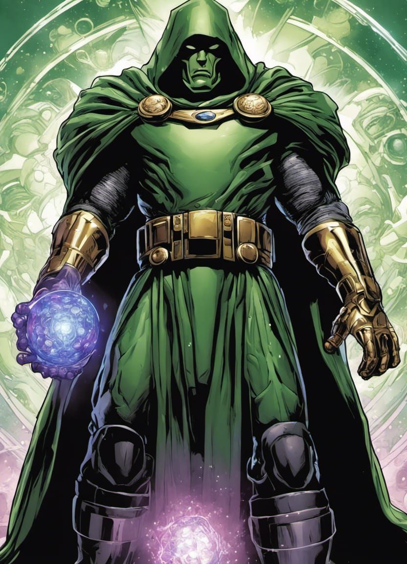 Doctor Doom with Infinity Stones Comic Art