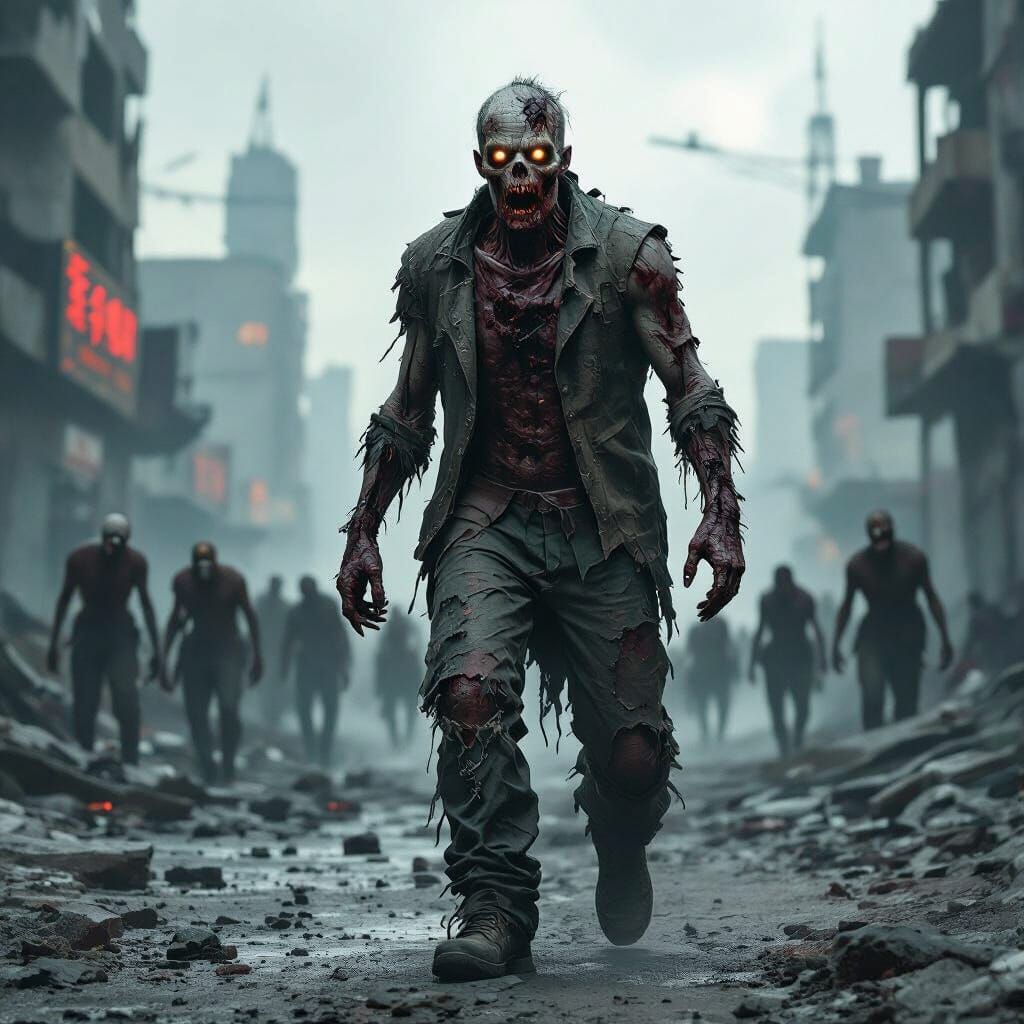 Zombie Apocalypse Horde Led Through Ruined City