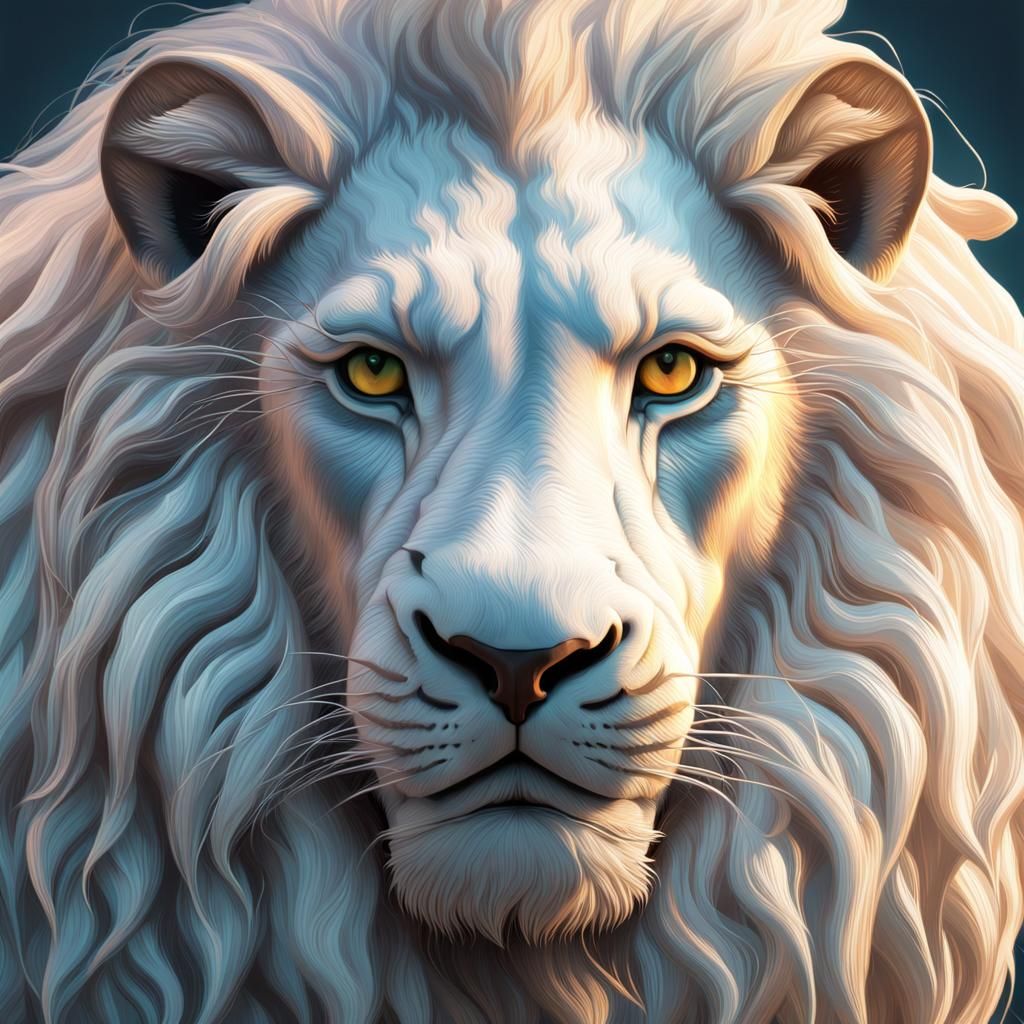 Majestic White Lion in Ultra-Detailed Realism