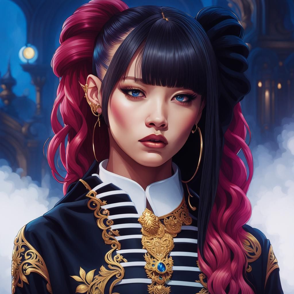 Dark Fantasy Portrait in Artgerm and Mucha Style