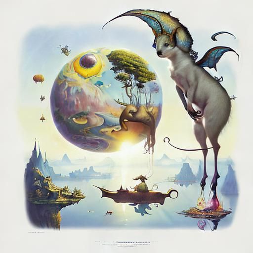 Dreamlike Utopia in Surrealist Oil Painting Style