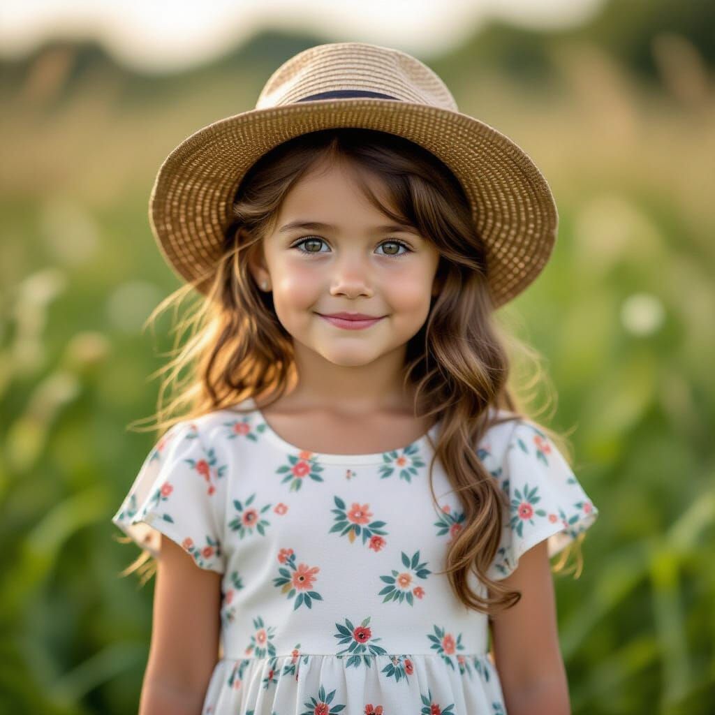 Realistic 4-Year-Old Girl with Blue Eyes in Swiss Alps