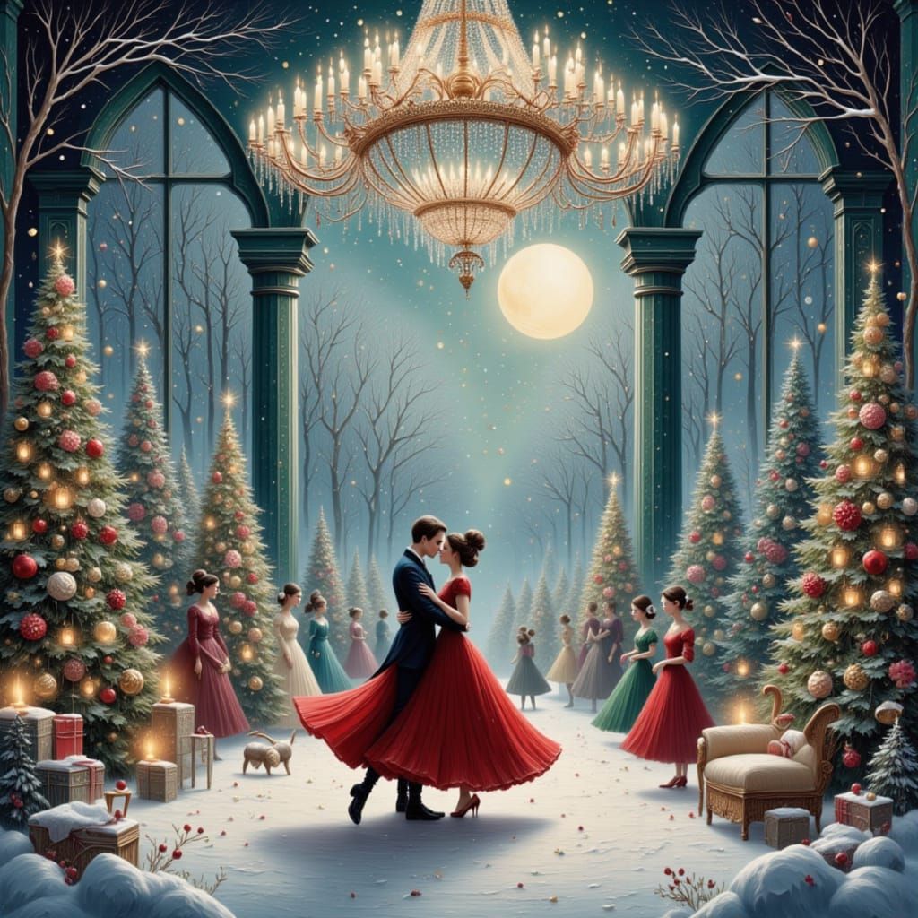 Elegant Christmas Ball in Snowy Landscape