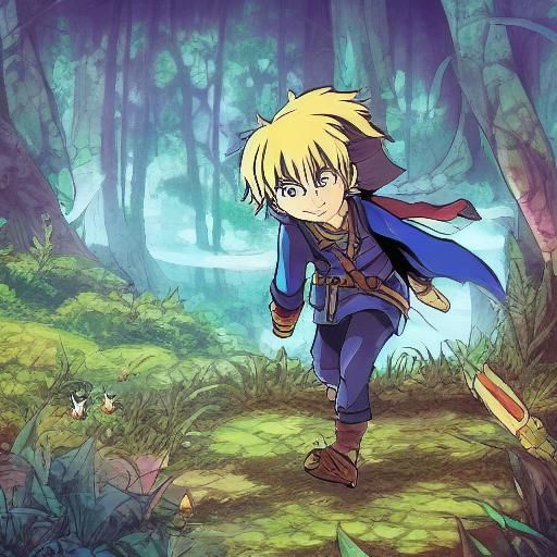 Halfling Rogue in Dark Forest, Studio Ghibli Style