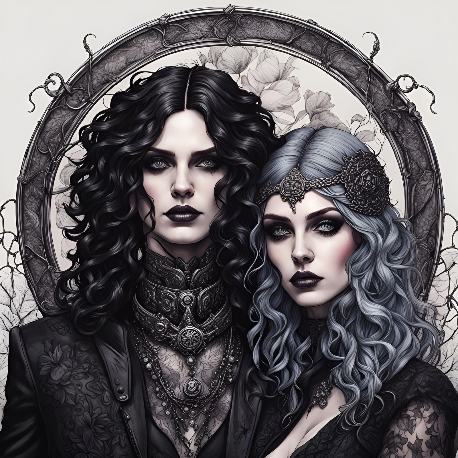 Beautiful Goth Lovers in Vivid Colors