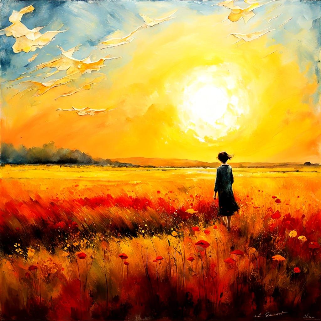 Expressionist Summer Painting with Impasto Textures