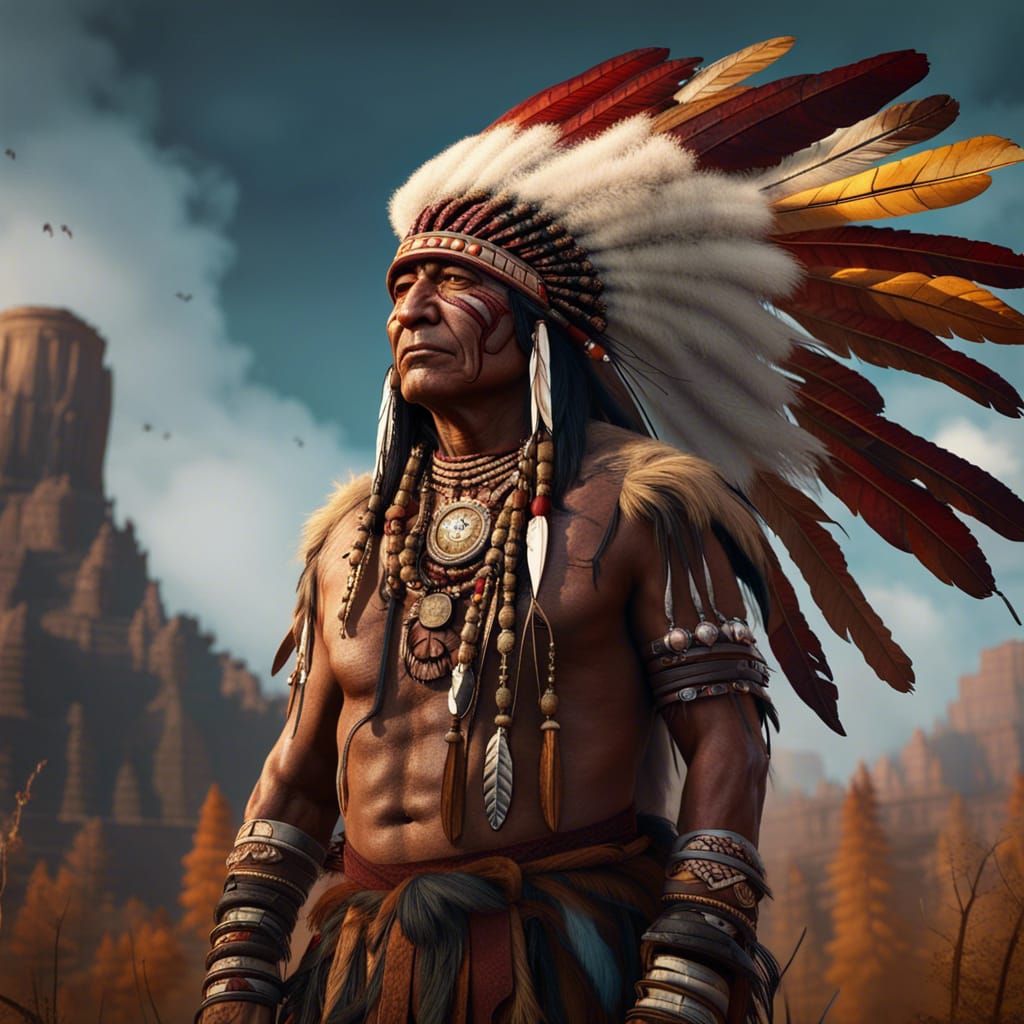 Native American Chief: Detailed Fantasy Art