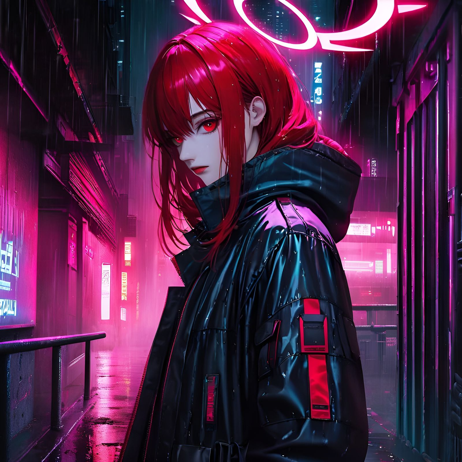 Cyberpunk Goddess of the Rainy City