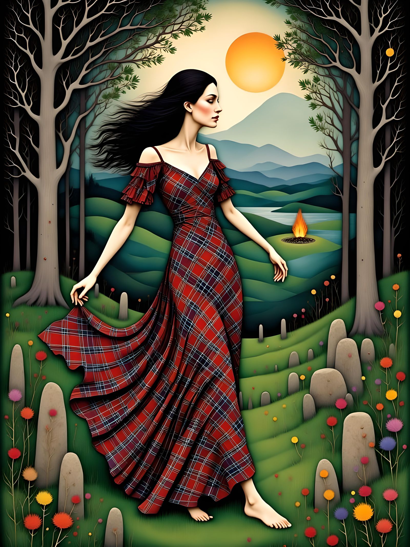 Celtic Goddess Dancing in Mystical Forest Clearing