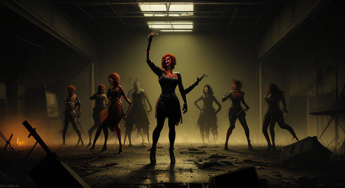 Gritty Post-Apocalyptic Punk Rock Goddess in Neon-Lit Abando...